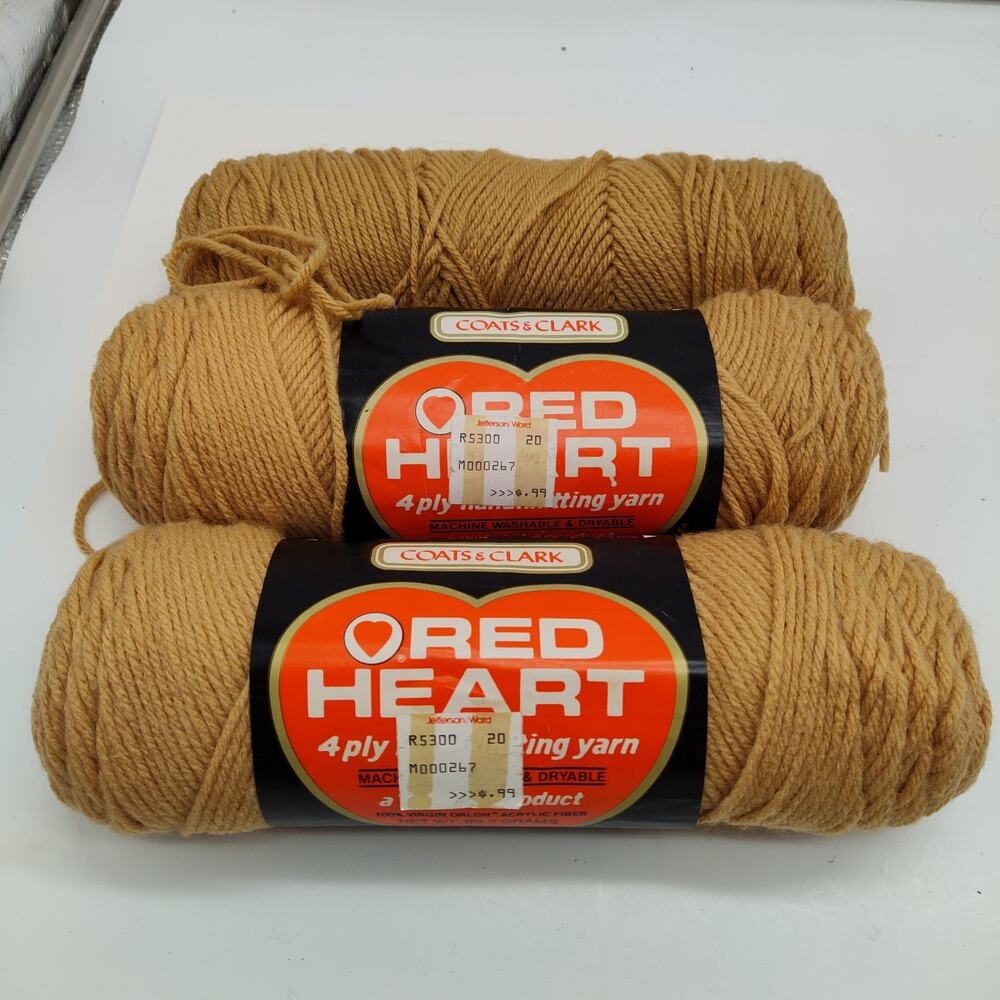 3X Red Heart Cashmere Tan Acrylic Yarn 3.5oz